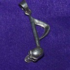 Music Note With Skull Silver Pendant